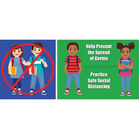 Anti-Slip Floor Stickers, 14" x 6", Kids Social Distance, 5 Pack